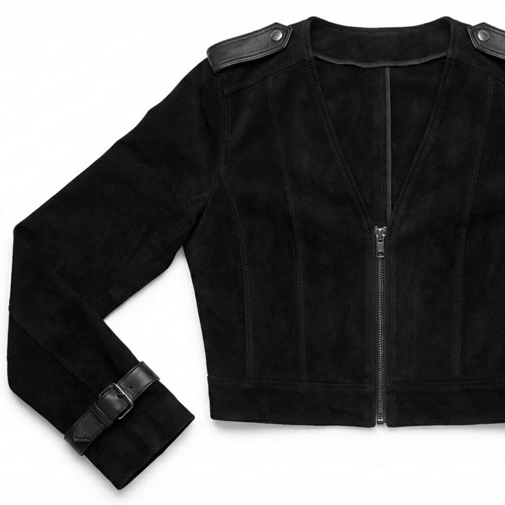Bebe Convertible Leather & Suede Mixed Media Jacket - Black - Size M